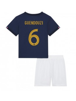 Otroški Nogometna dresi replika Francija Matteo Guendouzi #6 Domači SP 2022 Kratek rokav (+ hlače)